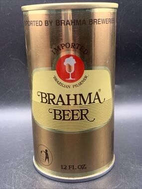 Vintage Beer Can Brahma Beer Imported Brazilian Pilsner Pull Tab Empty Steel